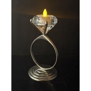 Godinger Diamond Ring Silver Plate Candle Tea Light Holder Wedding Engagement